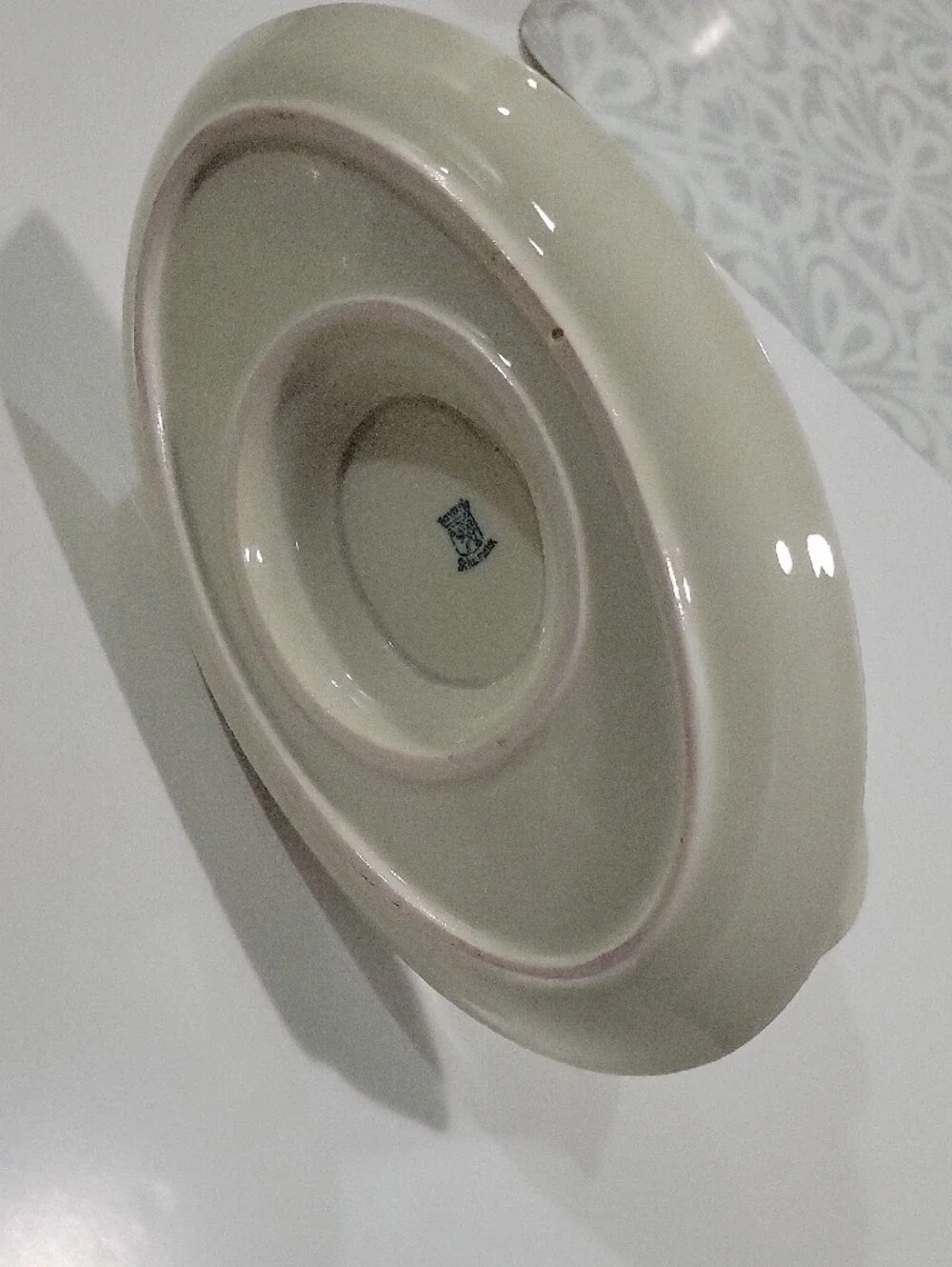 Vintage German Porcelain Gravy Boat by Schumann Bavaria with Floral Gold Rim
